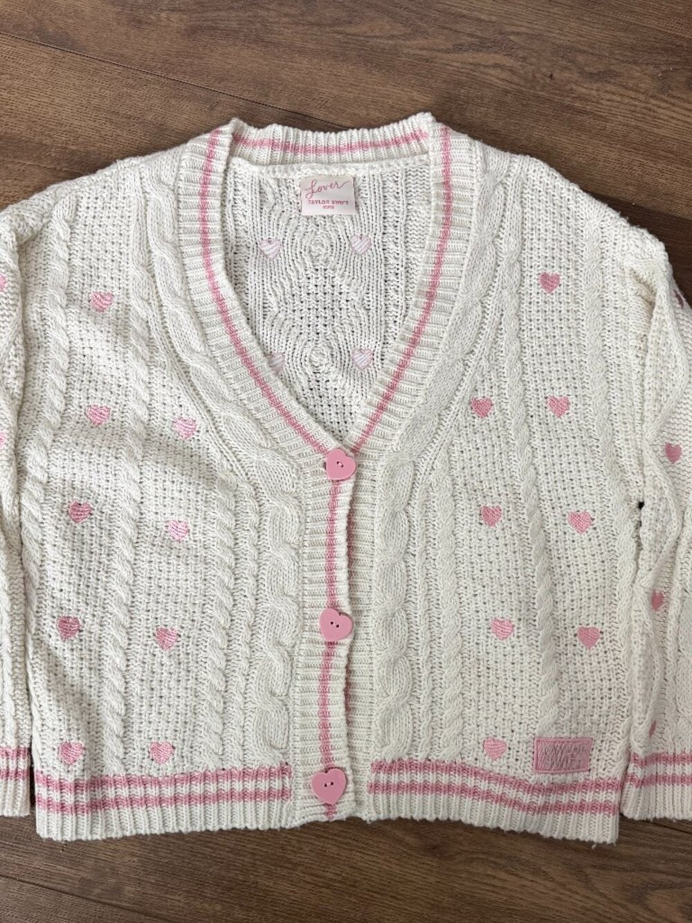 Authentic Taylor Swift Lover Cardigan First Print Pristine Pink Hearts